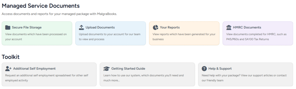 Managed service documents screen