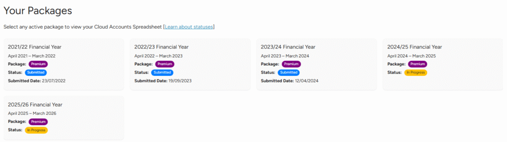 Image of the Package screen